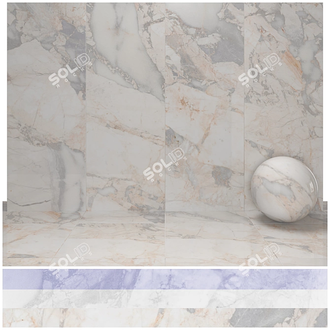 Colonial Blue Marble: Luxury 4-Texture Tiles 3D model image 1