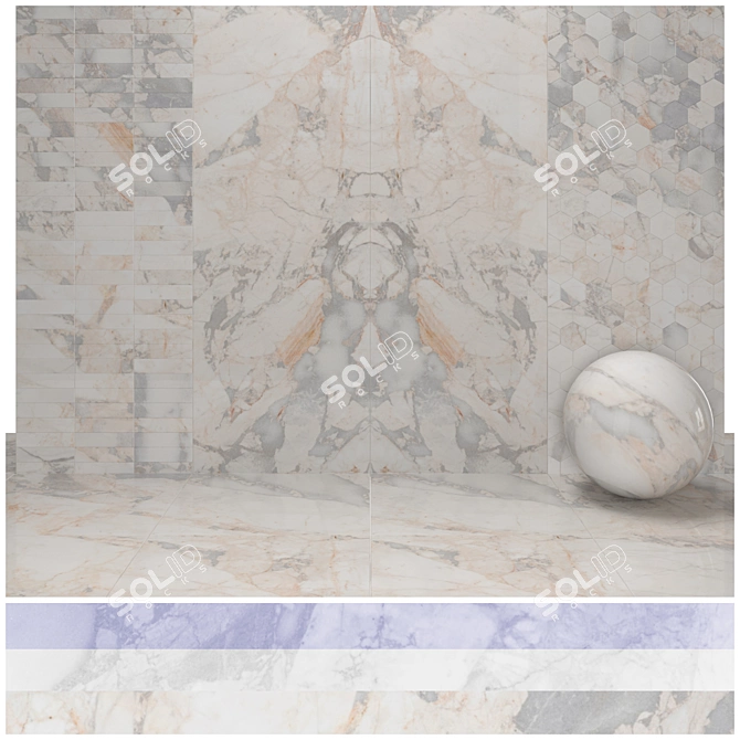 Colonial Blue Marble: Luxury 4-Texture Tiles 3D model image 3