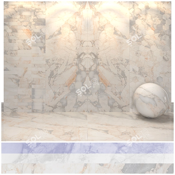 Colonial Blue Marble: Luxury 4-Texture Tiles 3D model image 4