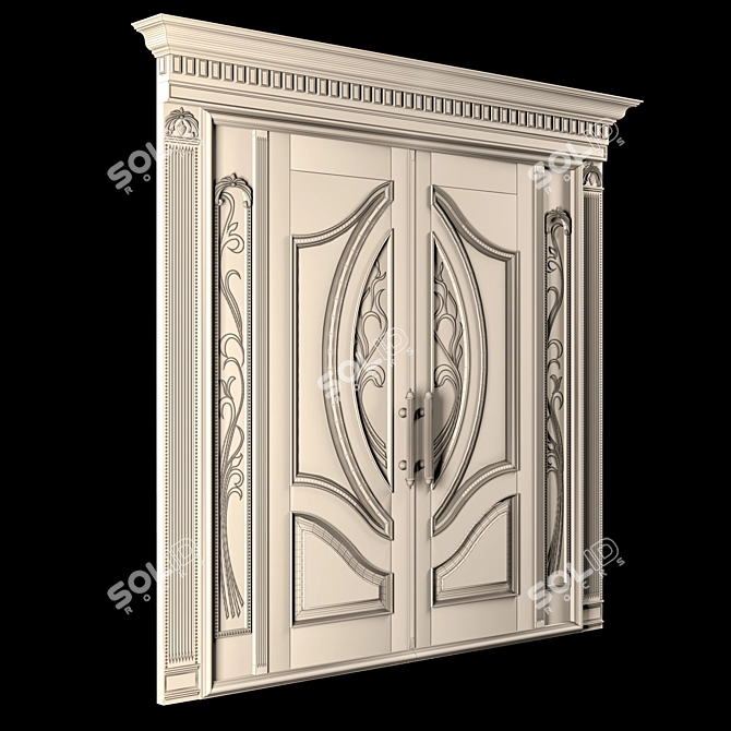 Elegant Entry: Classic Door 265cm H - 260cm W 3D model image 4