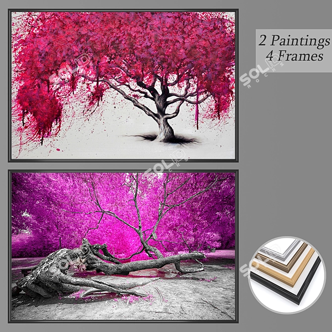 Modern Wall Art Set with Versatile Frames 3D model image 1