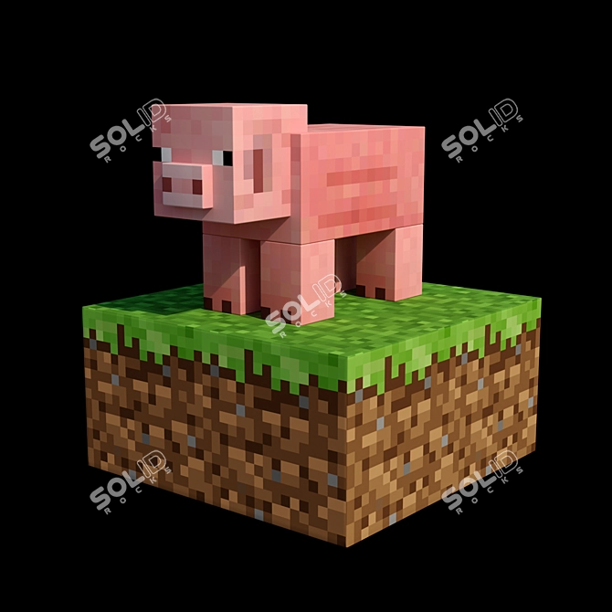 Pixelated Adventure: Minecraft Figurine Pack 3D model image 1