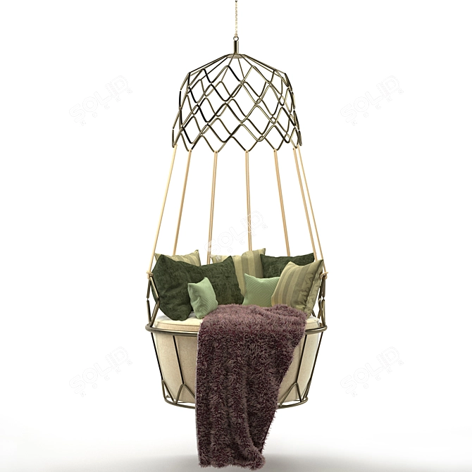 Cozy EMFURN Hanging Chair: Hair & Fur Blanket 3D model image 1