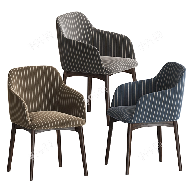Elegant Velvet Elle Dining Chair 3D model image 1
