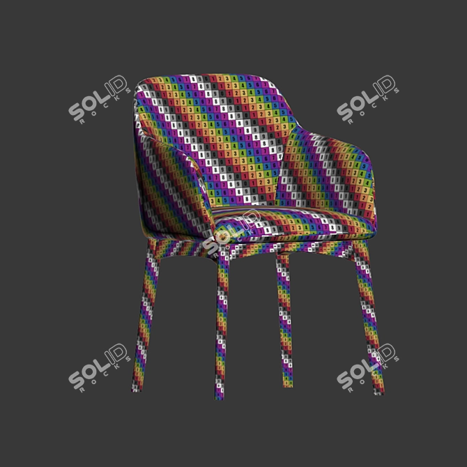 Elegant Velvet Elle Dining Chair 3D model image 5