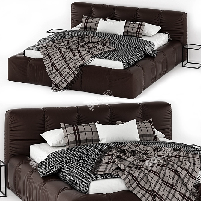 Luxury Leather Bed 3D model image 1