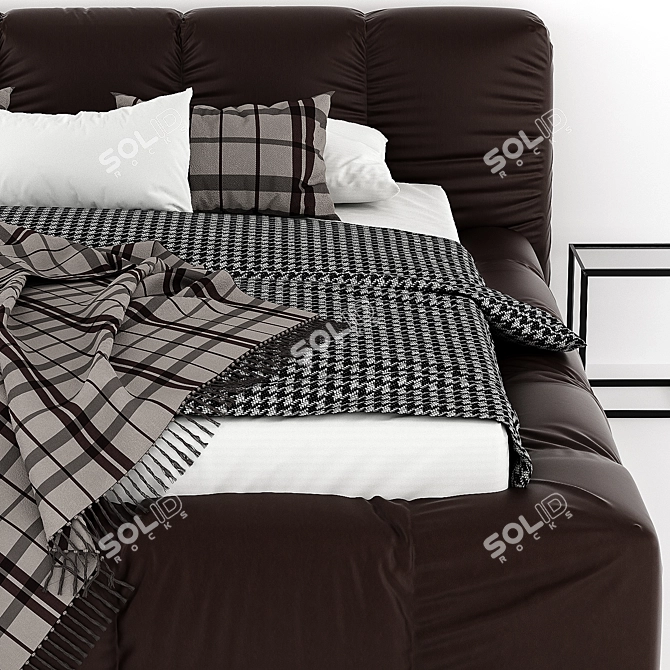 Luxury Leather Bed 3D model image 3