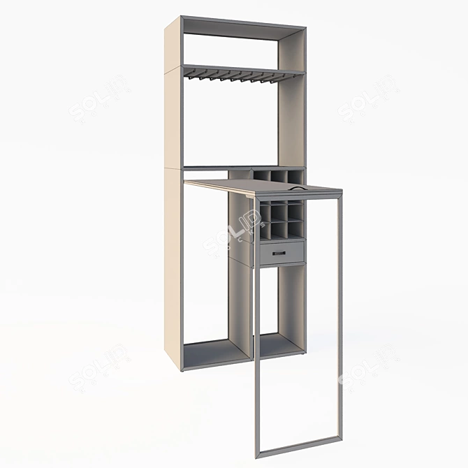 Industrial Loft Bar Cabinet- Stylish and Functional 3D model image 3