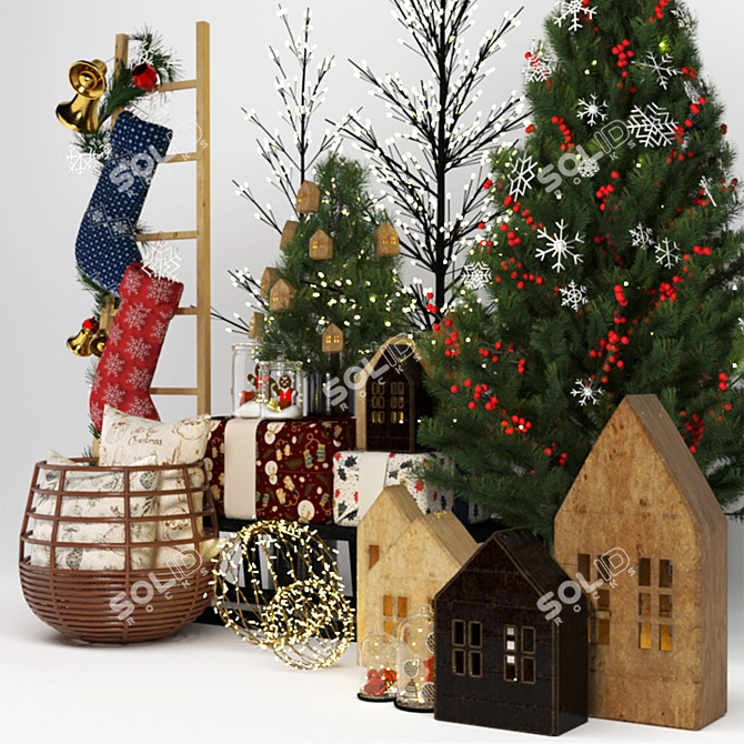 Festive Christmas Decor Set 3D model image 3