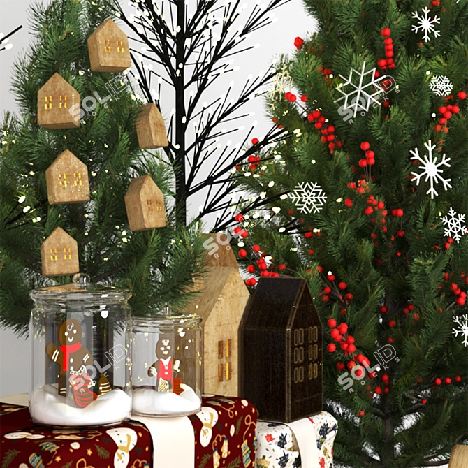 Festive Christmas Decor Set 3D model image 4