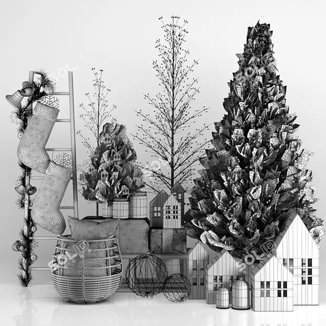 Festive Christmas Decor Set 3D model image 5
