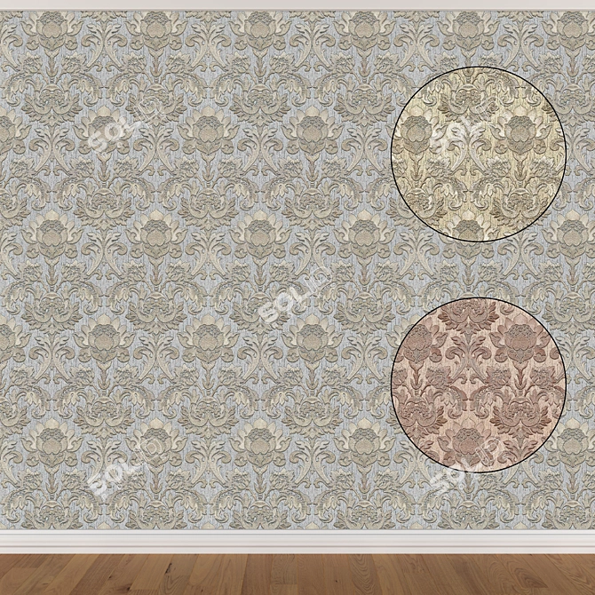 Seamless Wallpaper Set in 3 Colors 3D model image 1