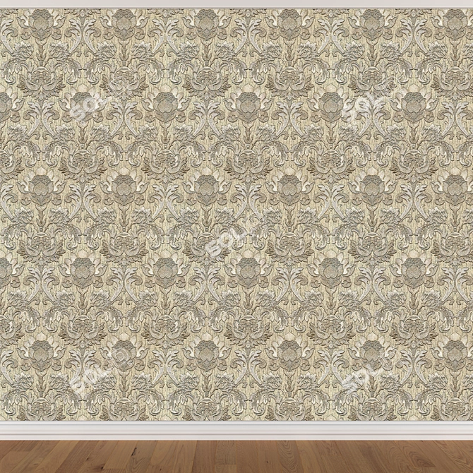 Seamless Wallpaper Set in 3 Colors 3D model image 2