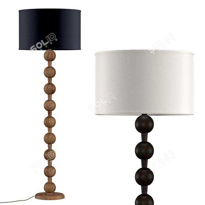 Hugo Barbell Floor Lamp: Modern Elegance in Brass 3D model image 4