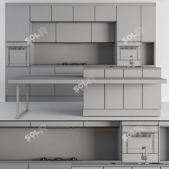 Modern Black 33: Stylish Kitchen 3D model image 5