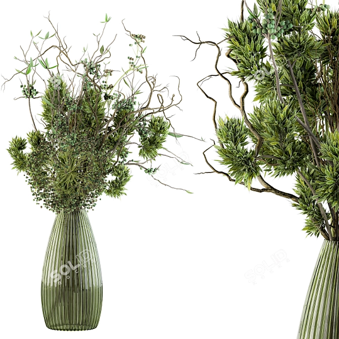 Title: Blooming Branch Vase 21 3D model image 2