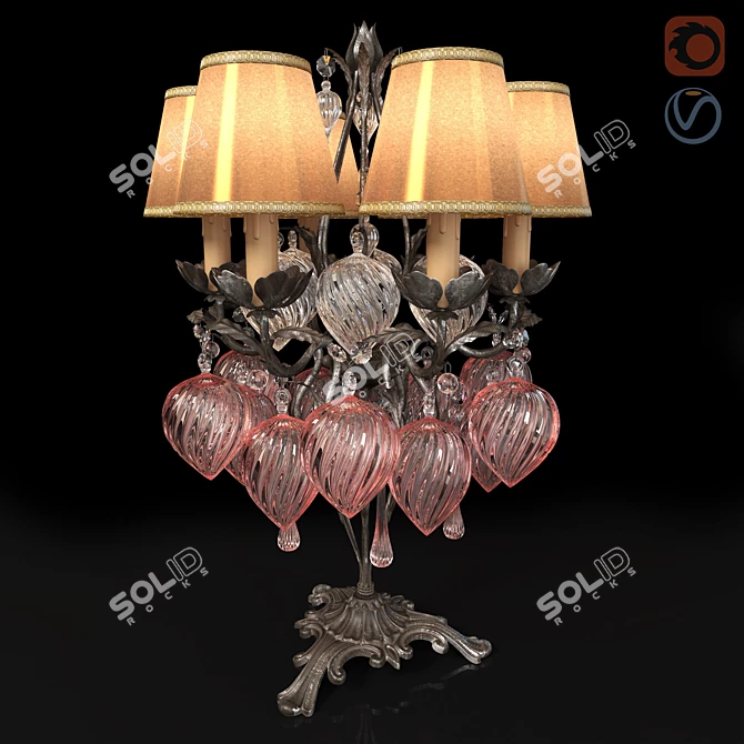 Silk Shade Murano Glass Table Lamp 3D model image 1