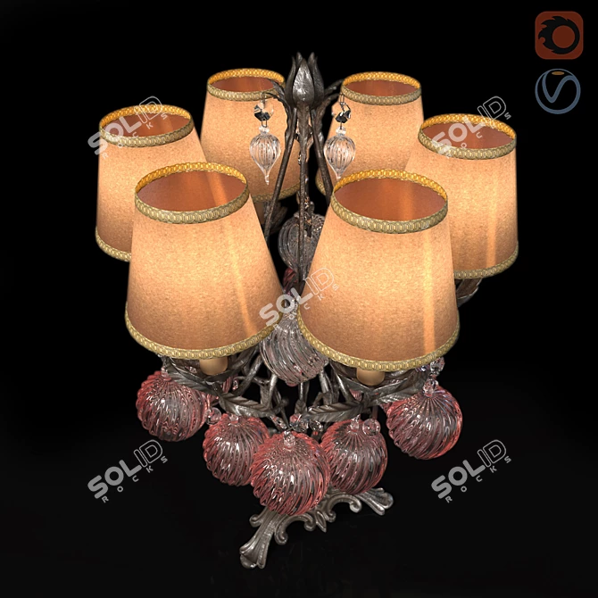 Silk Shade Murano Glass Table Lamp 3D model image 3