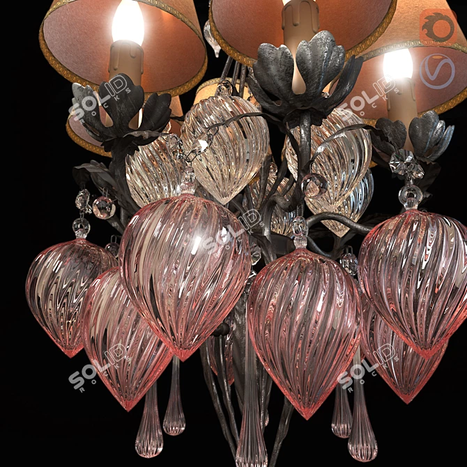 Silk Shade Murano Glass Table Lamp 3D model image 4