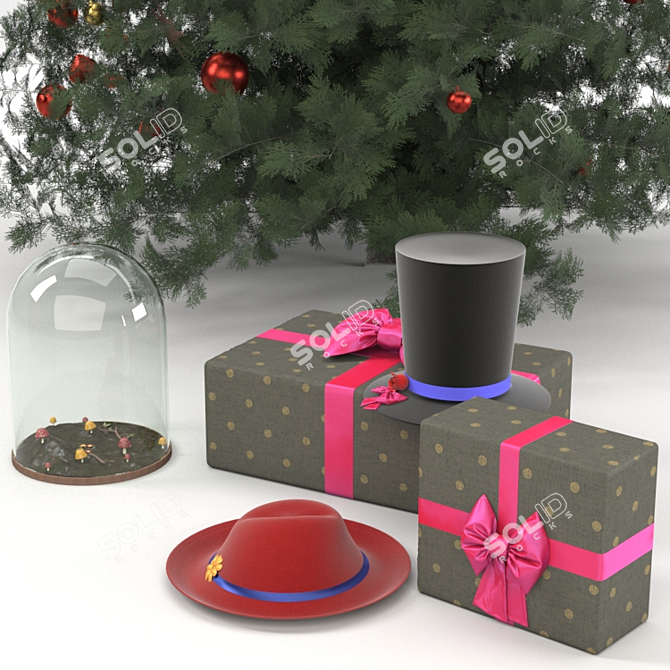 Festive Christmas Tree & Gift Bundle 3D model image 2