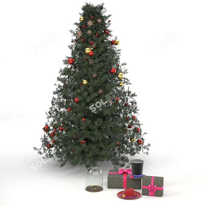 Festive Christmas Tree & Gift Bundle 3D model image 3