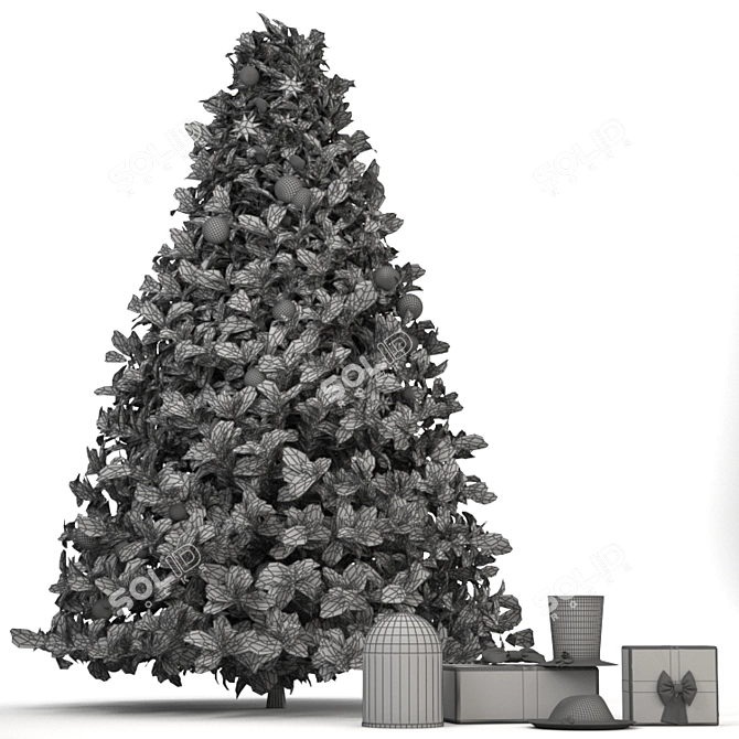 Festive Christmas Tree & Gift Bundle 3D model image 5