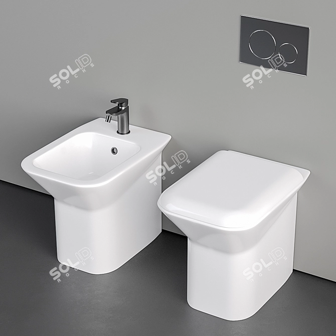 Azzurra Ceramica PRUA Floor WC & Bidet 3D model image 3