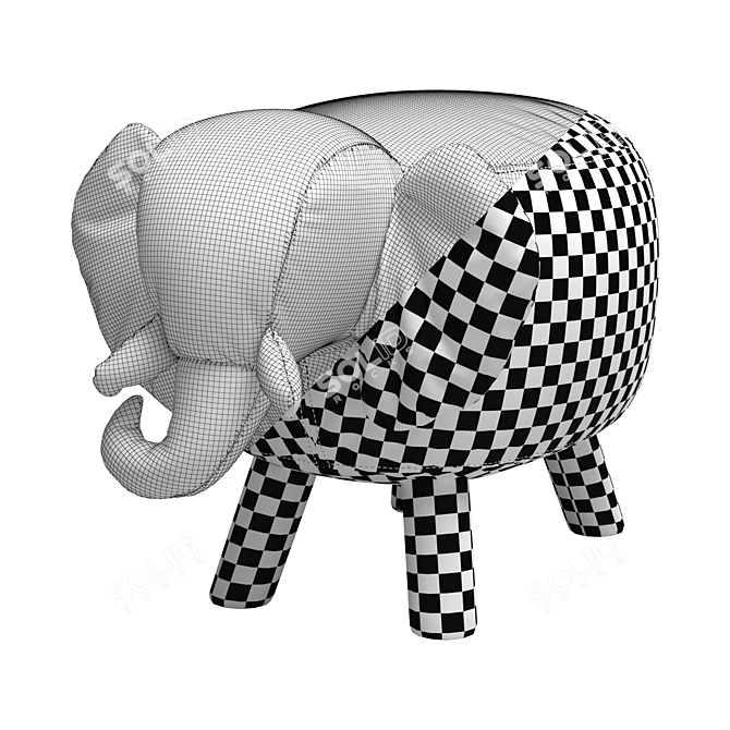 Adorable Kid Elephant Ottoman 3D model image 3