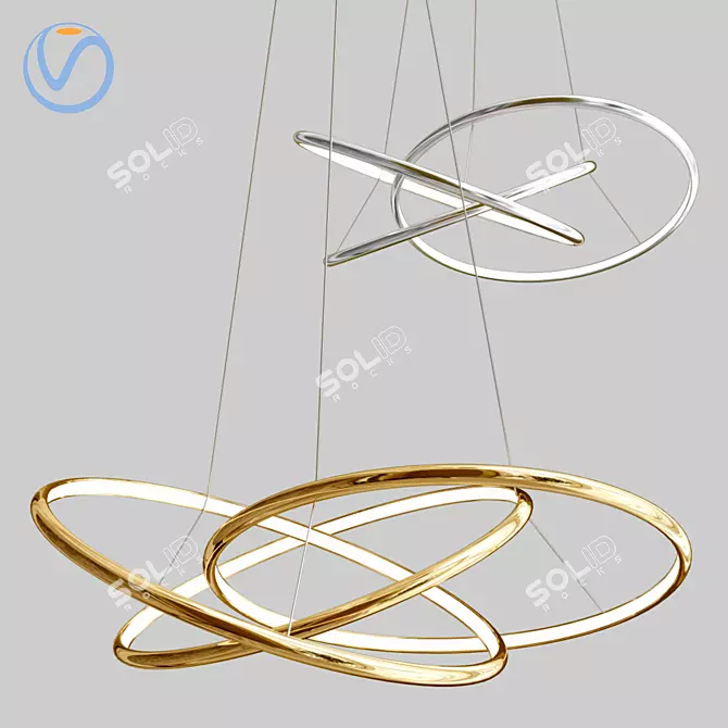 Cosmic Copper Pendant: Small LED Saturn 3D model image 1