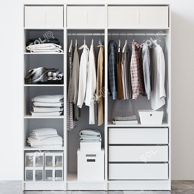 Minimalist White Wardrobe by PAX 3D model image 1