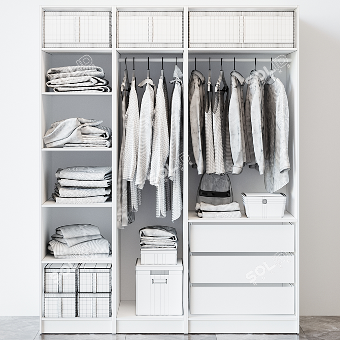 Minimalist White Wardrobe by PAX 3D model image 2