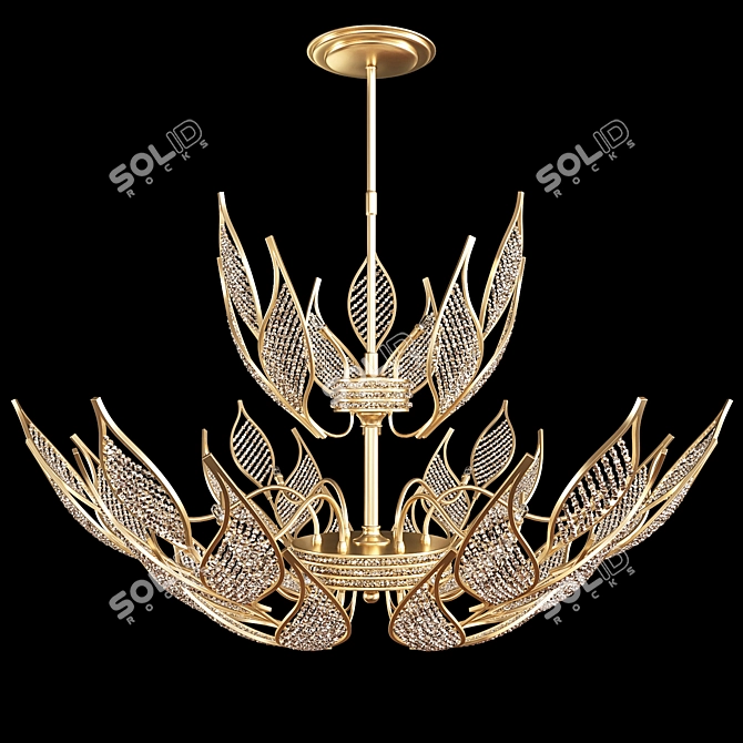 Luxury Italian Gold Chandelier 3D model image 1