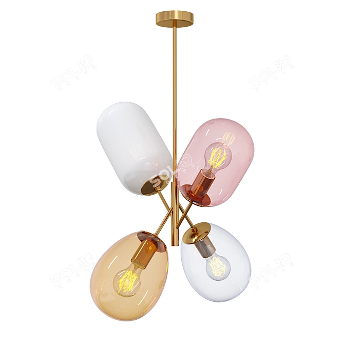 Modern Metal and Glass Pendant Lamp 3D model image 4