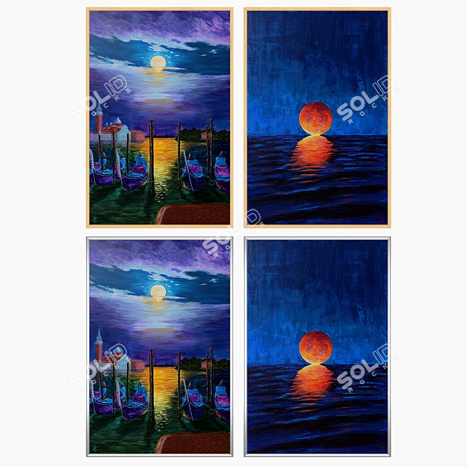 Elegant Set of 2 Wall Paintings 3D model image 3