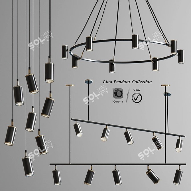 Sleek LED Pendant Collection 3D model image 1