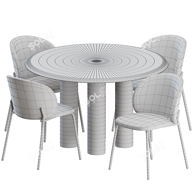 BoConcept & Fredericia Dinning Set - 3 Chairs + 1 Table 3D model image 3
