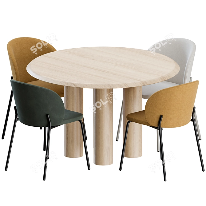 BoConcept & Fredericia Dinning Set - 3 Chairs + 1 Table 3D model image 4