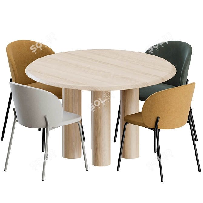 BoConcept & Fredericia Dinning Set - 3 Chairs + 1 Table 3D model image 5