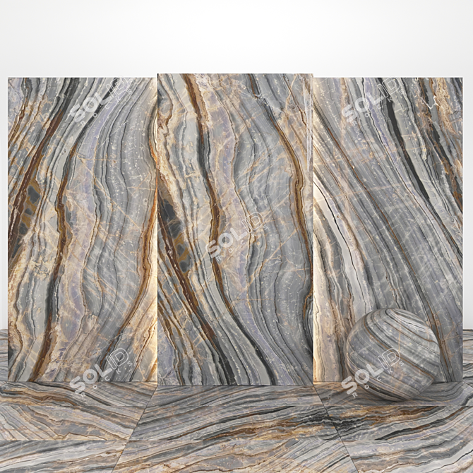 Gilded Opulence: Luxury Golden Marble 3D model image 3