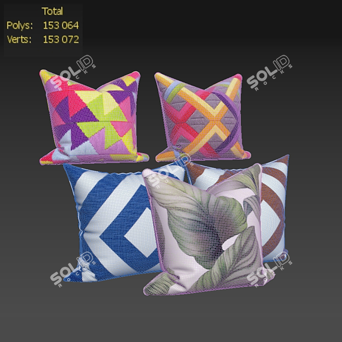 Elegant Pillow Set - 565 Designs 3D model image 3