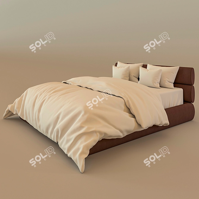 Sleek Modern Bed - 1600 x 2000mm 3D model image 1