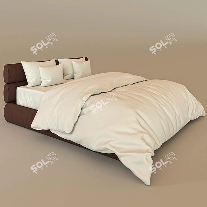 Sleek Modern Bed - 1600 x 2000mm 3D model image 2