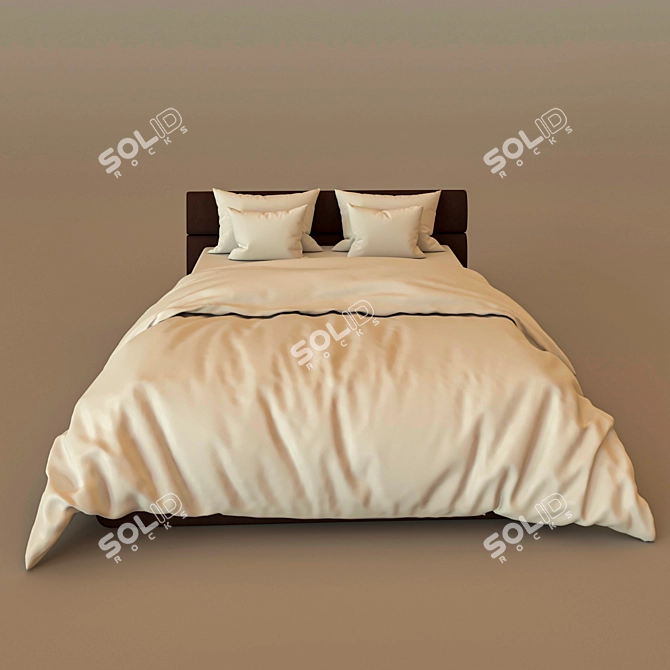 Sleek Modern Bed - 1600 x 2000mm 3D model image 3