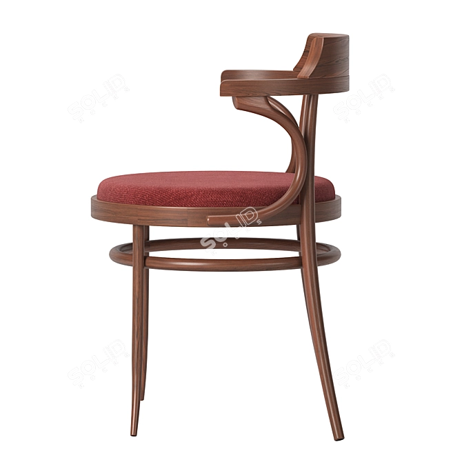 Modern Wood and Fabric Chair 3D model image 2