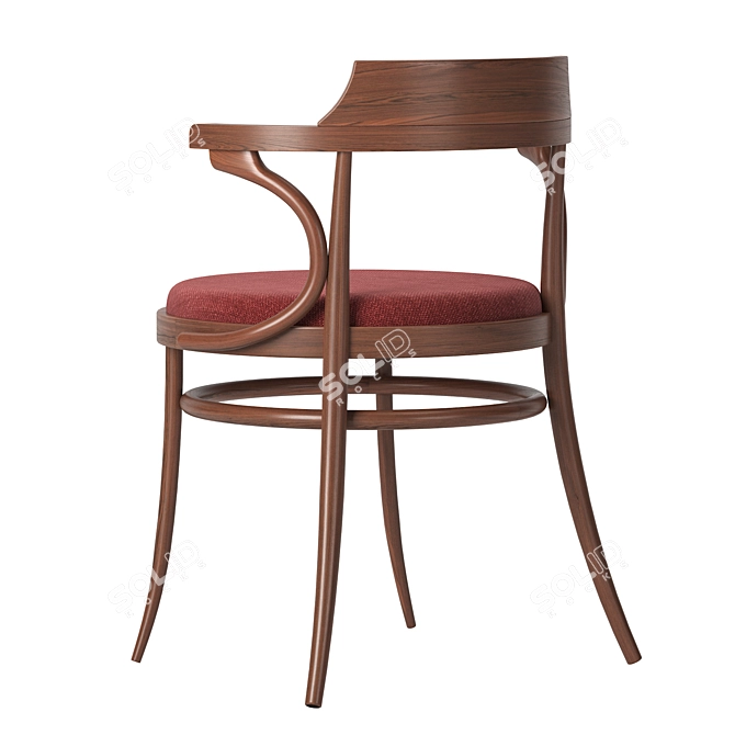Modern Wood and Fabric Chair 3D model image 3