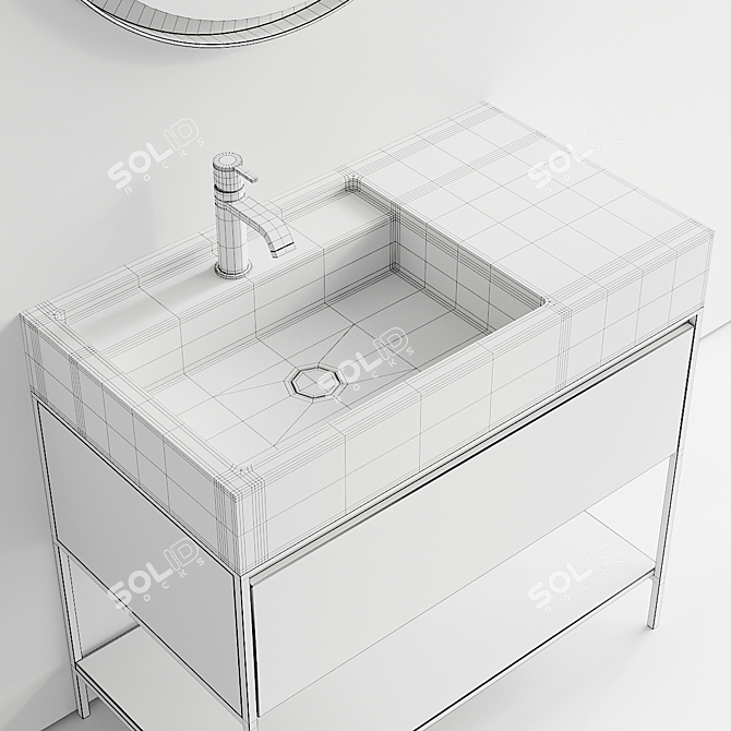 Elen 90 Vanity Unit - Stylish Floor-standing Design 3D model image 5