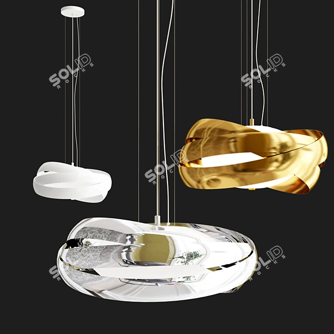 Elegant Satin Glass Pendant 3D model image 1