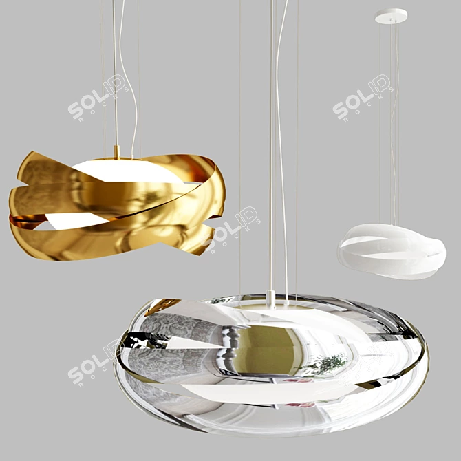 Elegant Satin Glass Pendant 3D model image 3