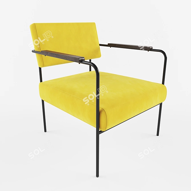 Yellow Velvet Armchair: Cloe 3D model image 1