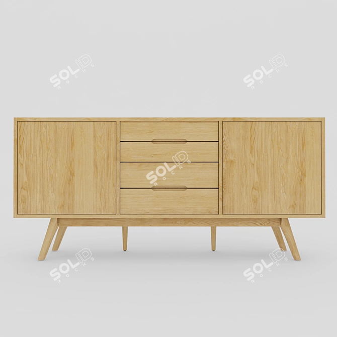 Scandinavian Oak Sideboard 3D model image 2